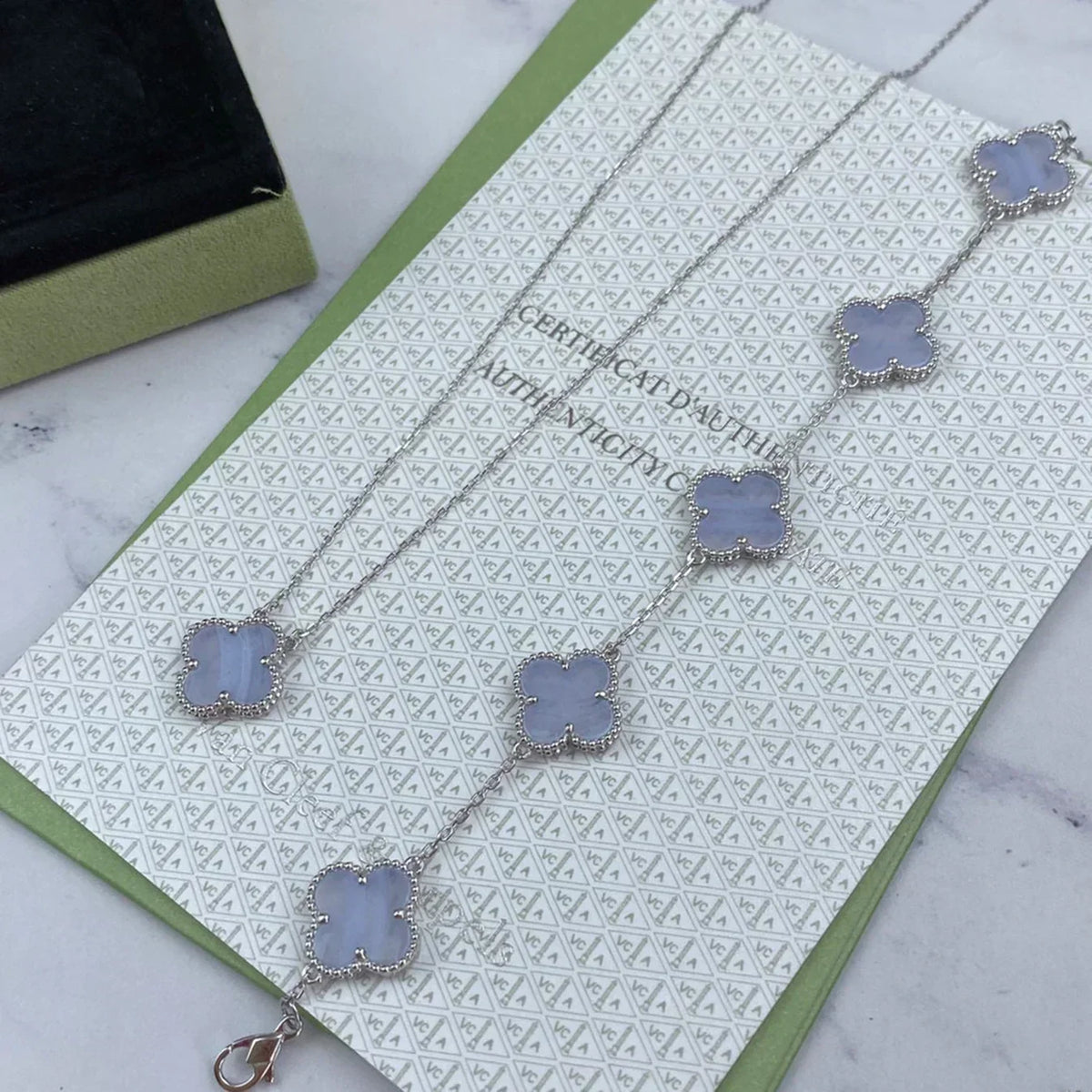 [⭐Hevara Jewelry] CLOVER 5 MOTIF PURPLE CHALCEDONY BRACELET COLLECTION