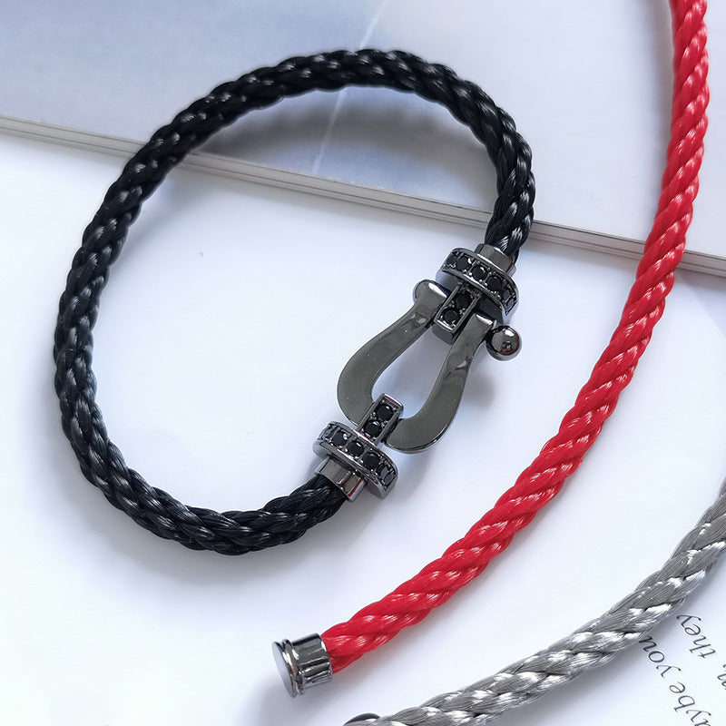 [⭐Hevara Jewelry]FORCE LARGE SERIES HORSESHOE BLACK SAMURAI BRACELET