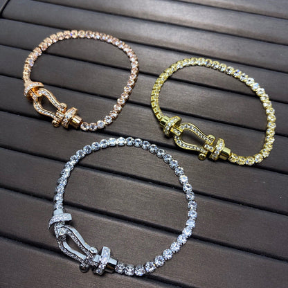 [⭐Hevara Jewelry]FORCE  LARGE HORSESHOE FULL DIAMOND TENNIS BRACELET