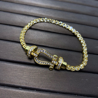 [⭐Hevara Jewelry]FORCE  LARGE HORSESHOE FULL DIAMOND TENNIS BRACELET