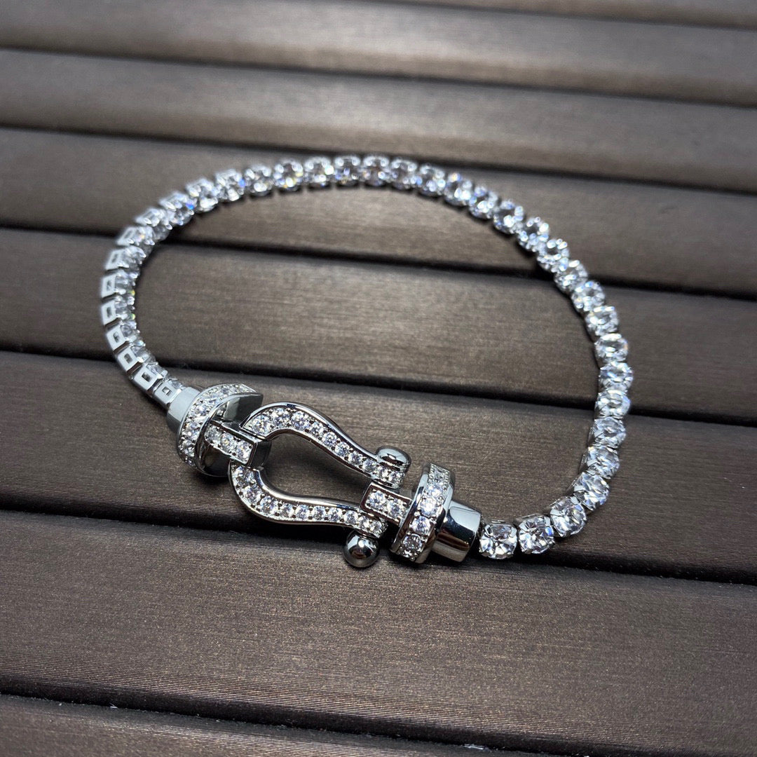[⭐Hevara Jewelry]FORCE  LARGE HORSESHOE FULL DIAMOND TENNIS BRACELET