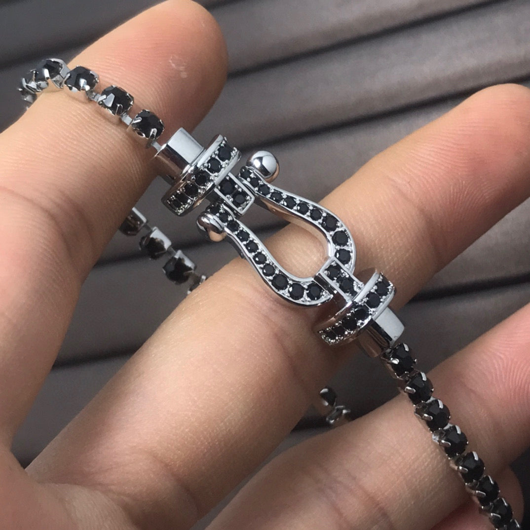 [⭐Hevara Jewelry]FORCE  LARGE HORSESHOE FULL DIAMOND TENNIS BRACELET