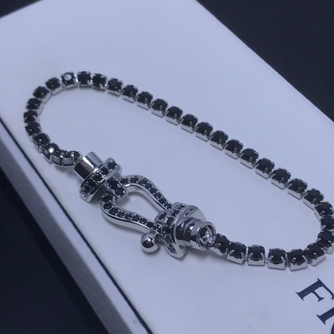 [⭐Hevara Jewelry]FORCE  LARGE HORSESHOE FULL DIAMOND TENNIS BRACELET
