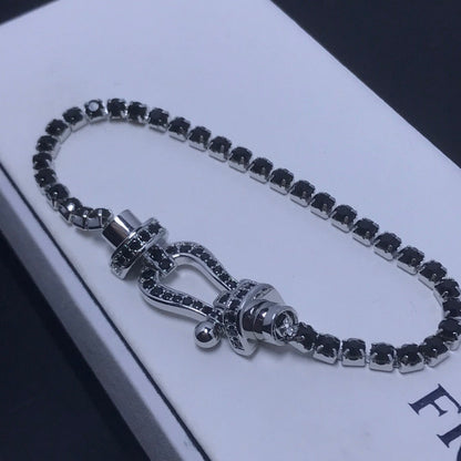 [⭐Hevara Jewelry]FORCE  LARGE HORSESHOE FULL DIAMOND TENNIS BRACELET