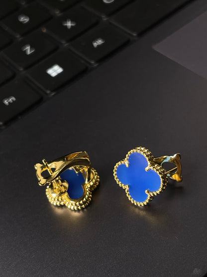 [⭐Hevara Jewelry] CLOVER LARGE (20mm) 1 MOTIFS BLUE MOP STUD EARRINGS