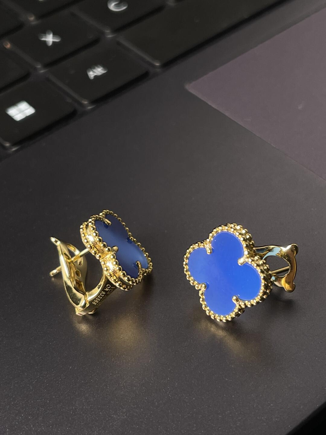 [⭐Hevara Jewelry] CLOVER LARGE (20mm) 1 MOTIFS BLUE MOP STUD EARRINGS