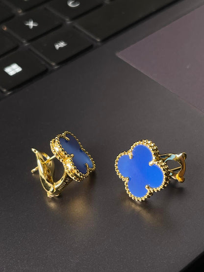 [⭐Hevara Jewelry] CLOVER LARGE (20mm) 1 MOTIFS BLUE MOP STUD EARRINGS