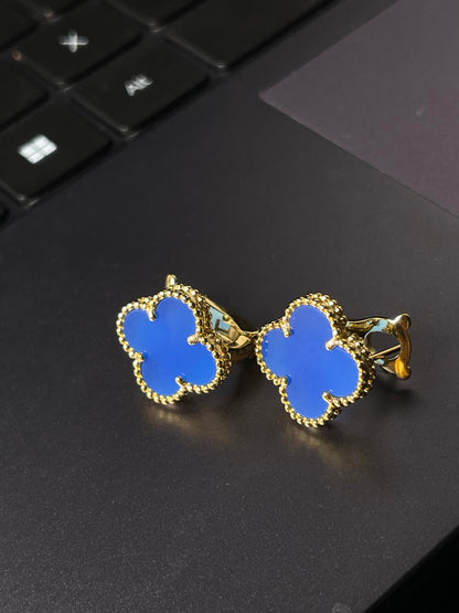 [⭐Hevara Jewelry] CLOVER LARGE (20mm) 1 MOTIFS BLUE MOP STUD EARRINGS