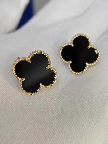 [⭐Hevara Jewelry]CLOVER 20MM BLACK MOP EARRINGS