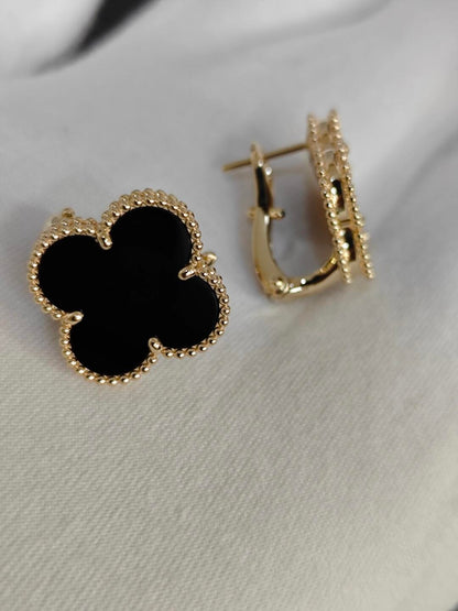 [⭐Hevara Jewelry]CLOVER 20MM BLACK MOP EARRINGS