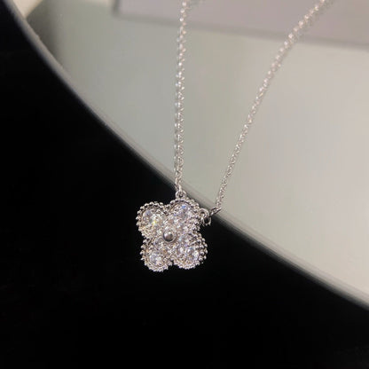 [⭐Hevara Jewelry]CLOVER 15MM DIAMOND SINGLE FLOWER NECKLACE