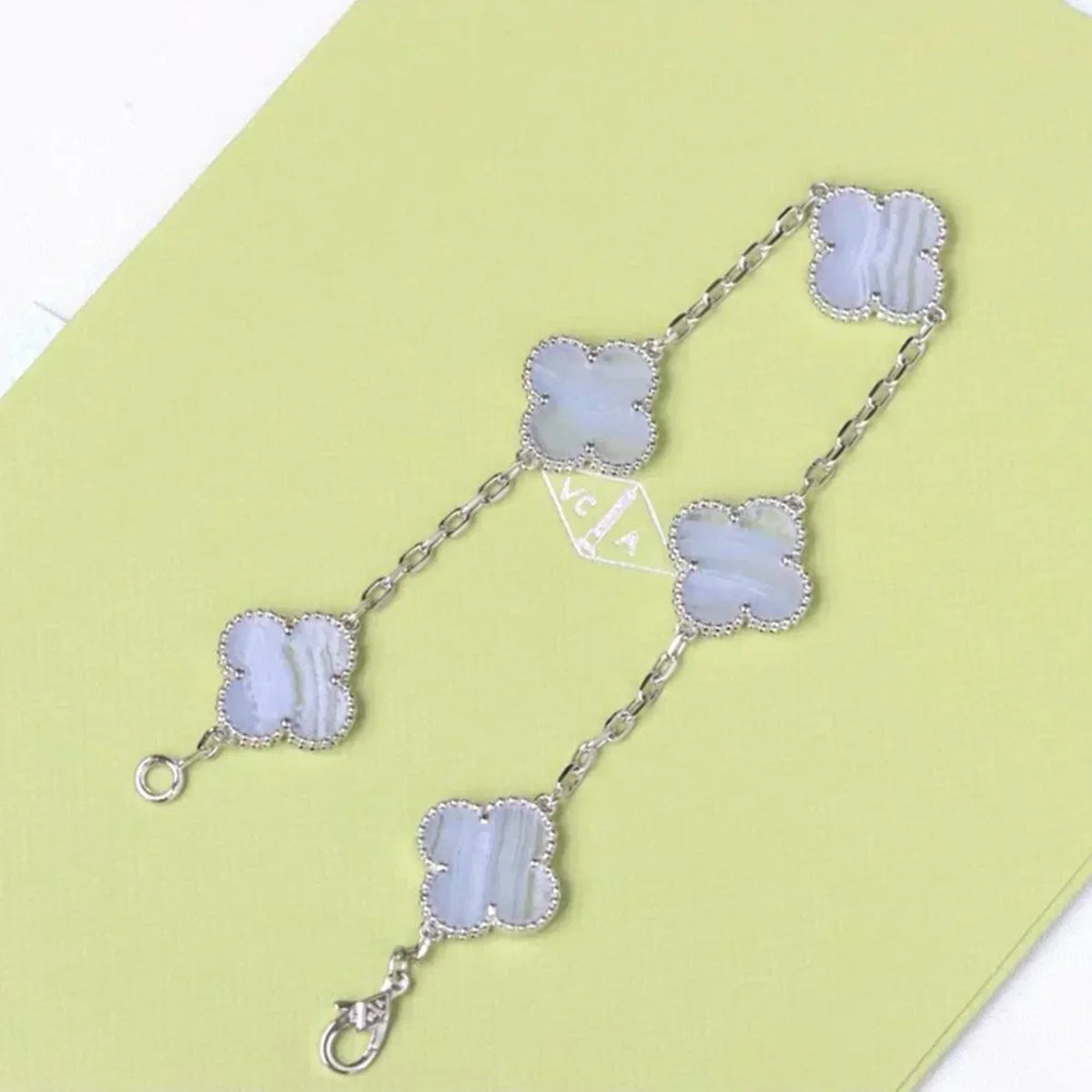 [⭐Hevara Jewelry] CLOVER 5 MOTIF PURPLE CHALCEDONY BRACELET COLLECTION