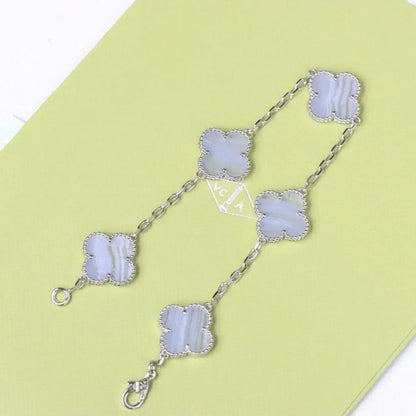 [⭐Hevara Jewelry] CLOVER 5 MOTIF PURPLE CHALCEDONY BRACELET COLLECTION