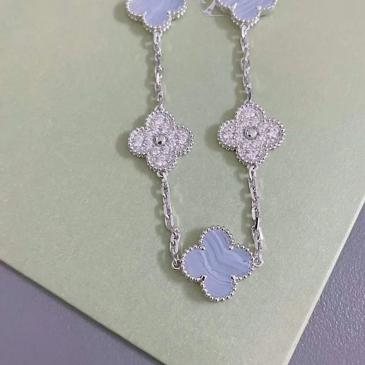 [⭐Hevara Jewelry] CLOVER 5 MOTIF PURPLE CHALCEDONY BRACELET COLLECTION