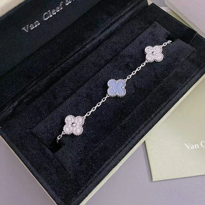 [⭐Hevara Jewelry] CLOVER 5 MOTIF PURPLE CHALCEDONY BRACELET COLLECTION
