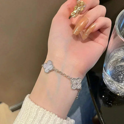 [⭐Hevara Jewelry] CLOVER 5 MOTIF PURPLE CHALCEDONY BRACELET COLLECTION