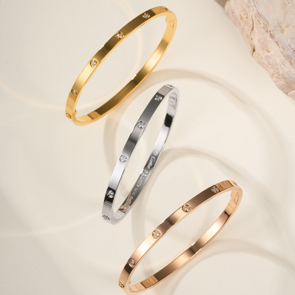 [⭐Hevara Jewelry]LOVE BRACELET 3.65MM 10 DIAMONDS