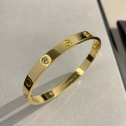 [⭐Hevara Jewelry]LOVE BRACELET 6.1MM 4 DIAMONDS