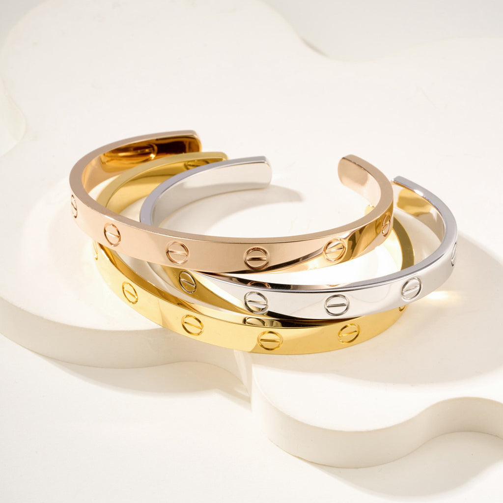 [⭐Hevara Jewelry]LOVE BRACELET 6.1MM OPEN CUFF