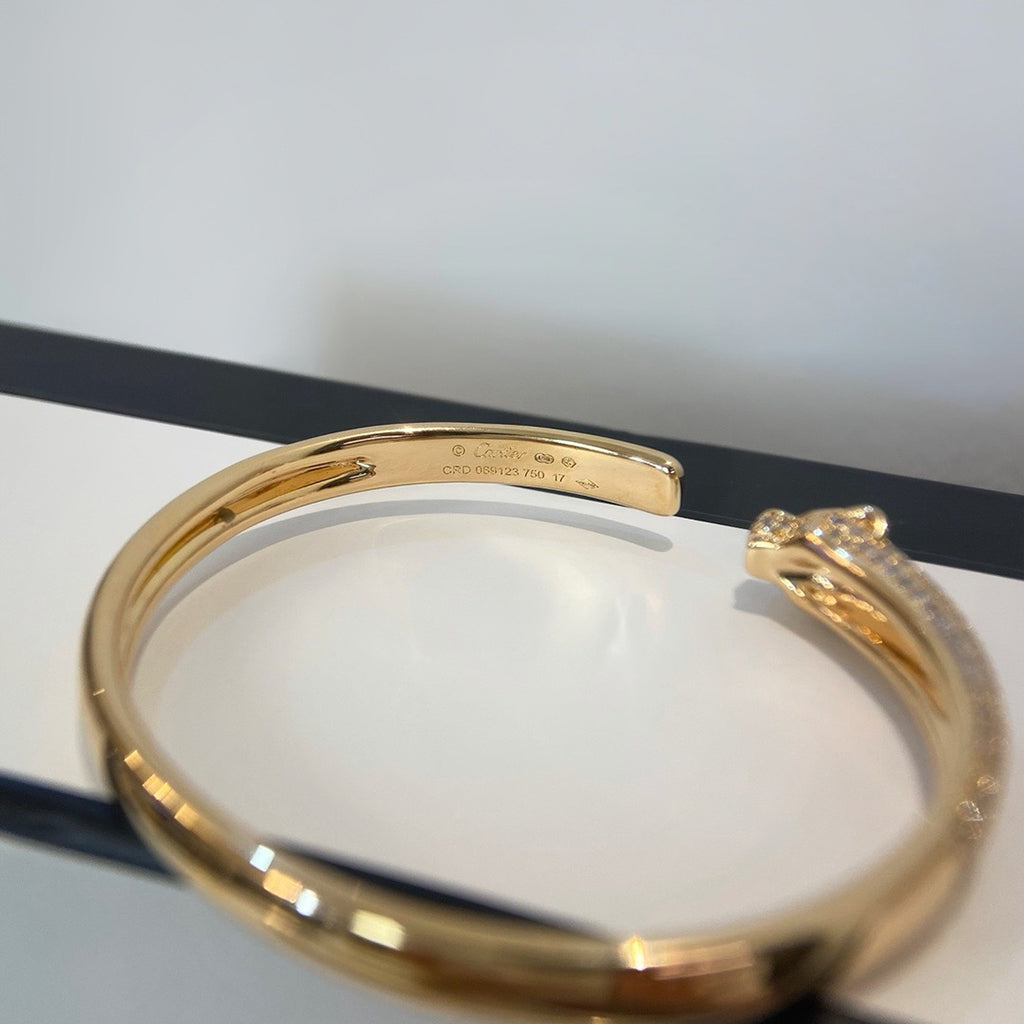 [⭐Hevara Jewelry]PANTHERE HALF DIAMOND OPEN BRACELET