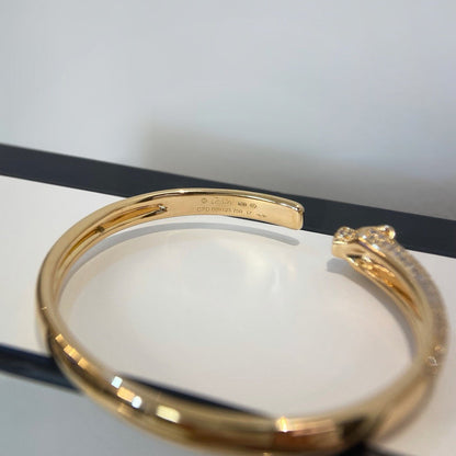 [⭐Hevara Jewelry]PANTHERE HALF DIAMOND OPEN BRACELET