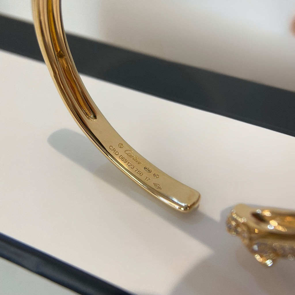 [⭐Hevara Jewelry]PANTHERE HALF DIAMOND OPEN BRACELET