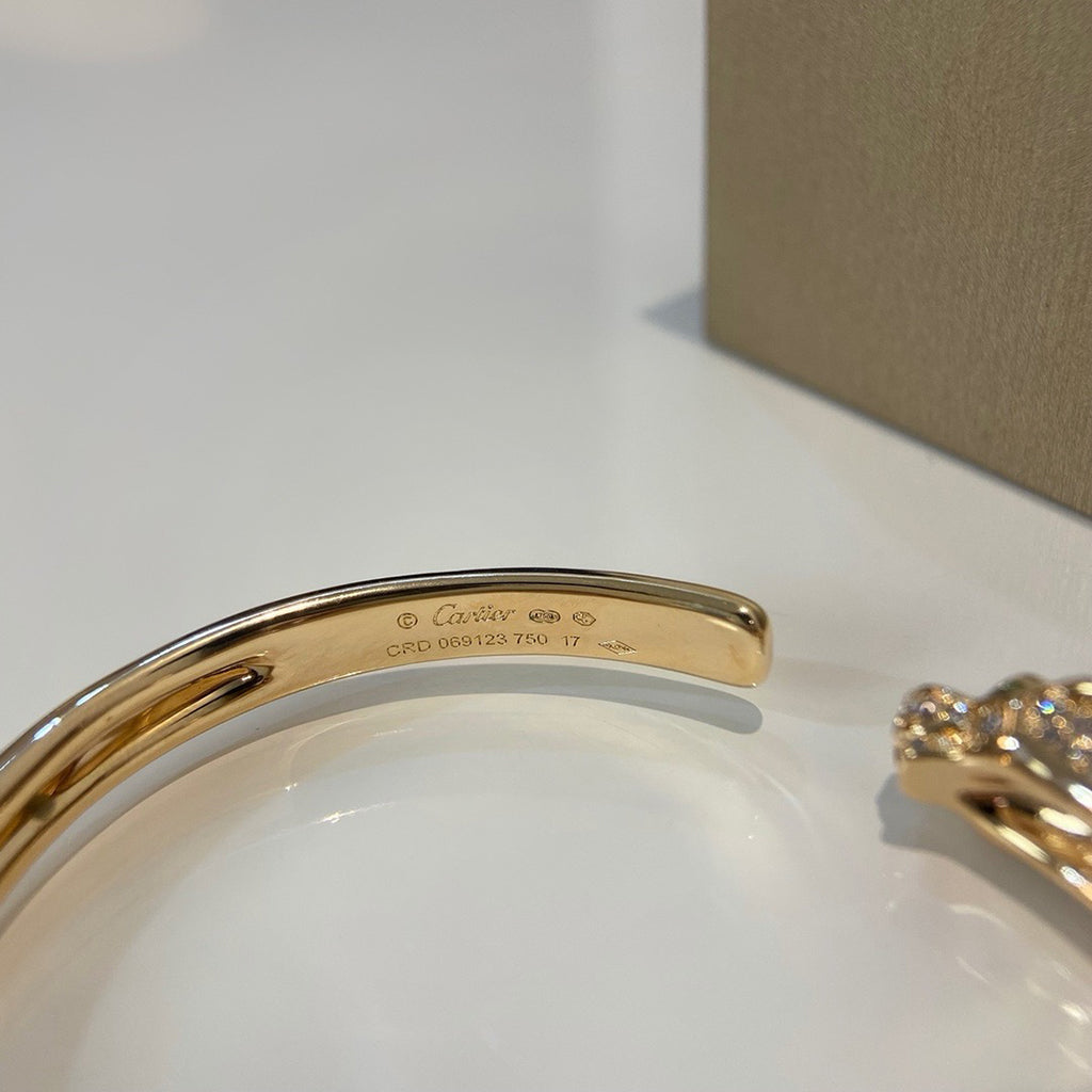 [⭐Hevara Jewelry]PANTHERE HALF DIAMOND OPEN BRACELET