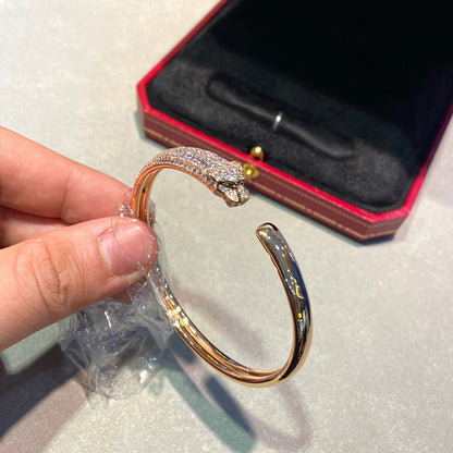 [⭐Hevara Jewelry]PANTHERE HALF DIAMOND OPEN BRACELET