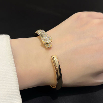[⭐Hevara Jewelry]PANTHERE HALF DIAMOND OPEN BRACELET