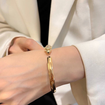 [⭐Hevara Jewelry]PANTHERE HALF DIAMOND OPEN BRACELET