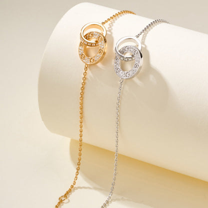 [⭐Hevara Jewelry]LOVE DOUBLE RING FULL DIAMOND BRACELET
