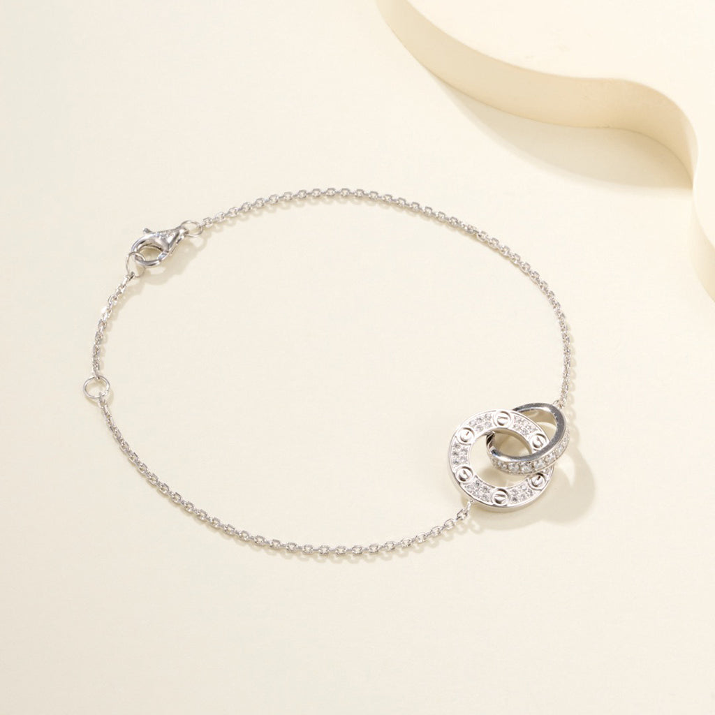 [⭐Hevara Jewelry]LOVE DOUBLE RING FULL DIAMOND BRACELET