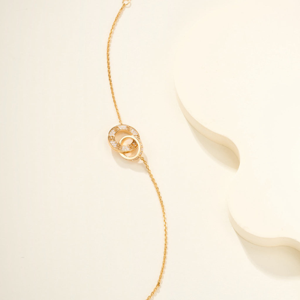 [⭐Hevara Jewelry]LOVE DOUBLE RING FULL DIAMOND BRACELET