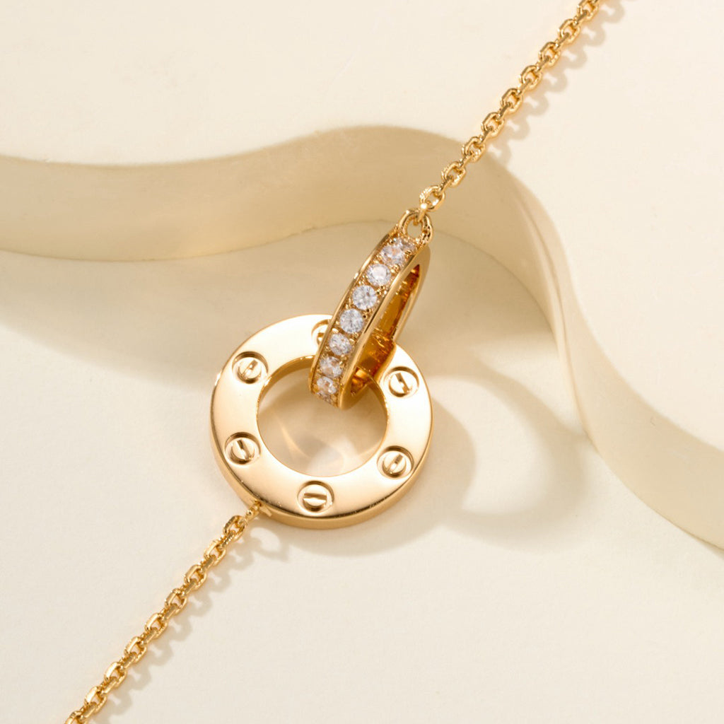 [⭐Hevara Jewelry]LOVE DOUBLE RING FULL DIAMOND BRACELET