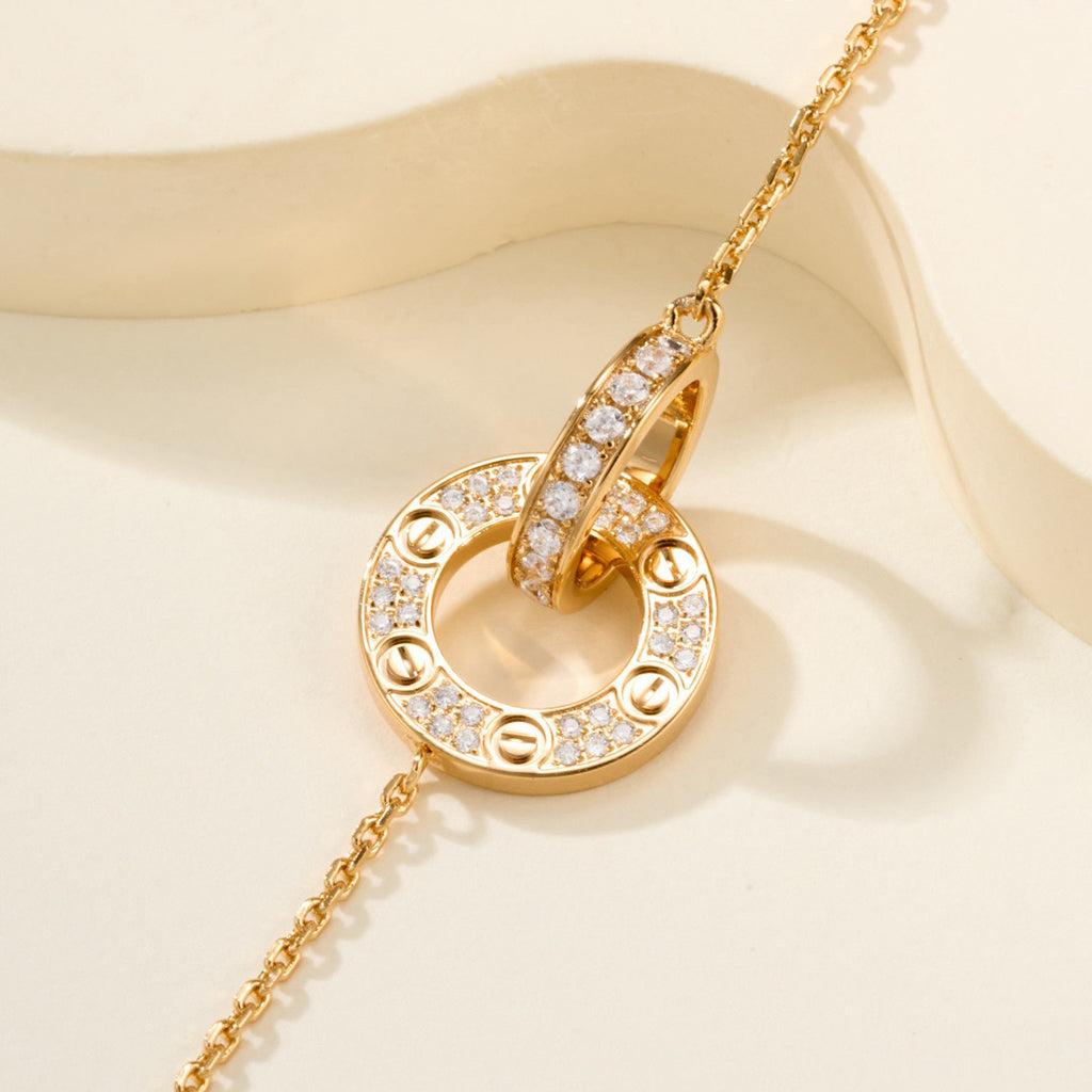 [⭐Hevara Jewelry]LOVE DOUBLE RING FULL DIAMOND BRACELET