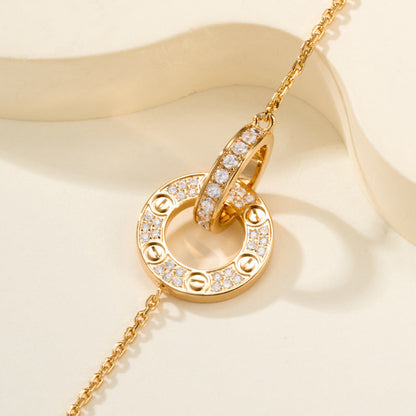 [⭐Hevara Jewelry]LOVE DOUBLE RING FULL DIAMOND BRACELET