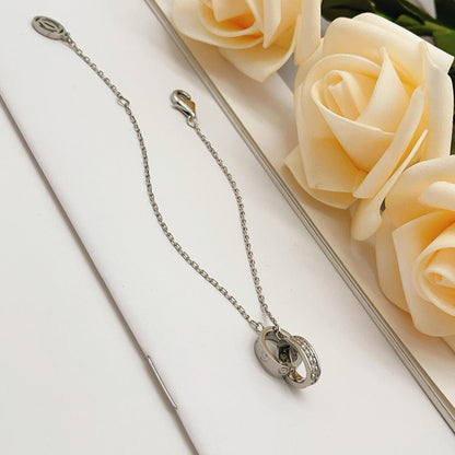 [⭐Hevara Jewelry]LOVE DOUBLE RING HALF DIAMOND BRACELET