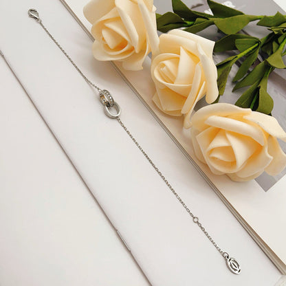 [⭐Hevara Jewelry]LOVE DOUBLE RING HALF DIAMOND BRACELET