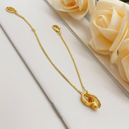 [⭐Hevara Jewelry]LOVE DOUBLE RING HALF DIAMOND BRACELET