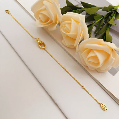 [⭐Hevara Jewelry]LOVE DOUBLE RING HALF DIAMOND BRACELET