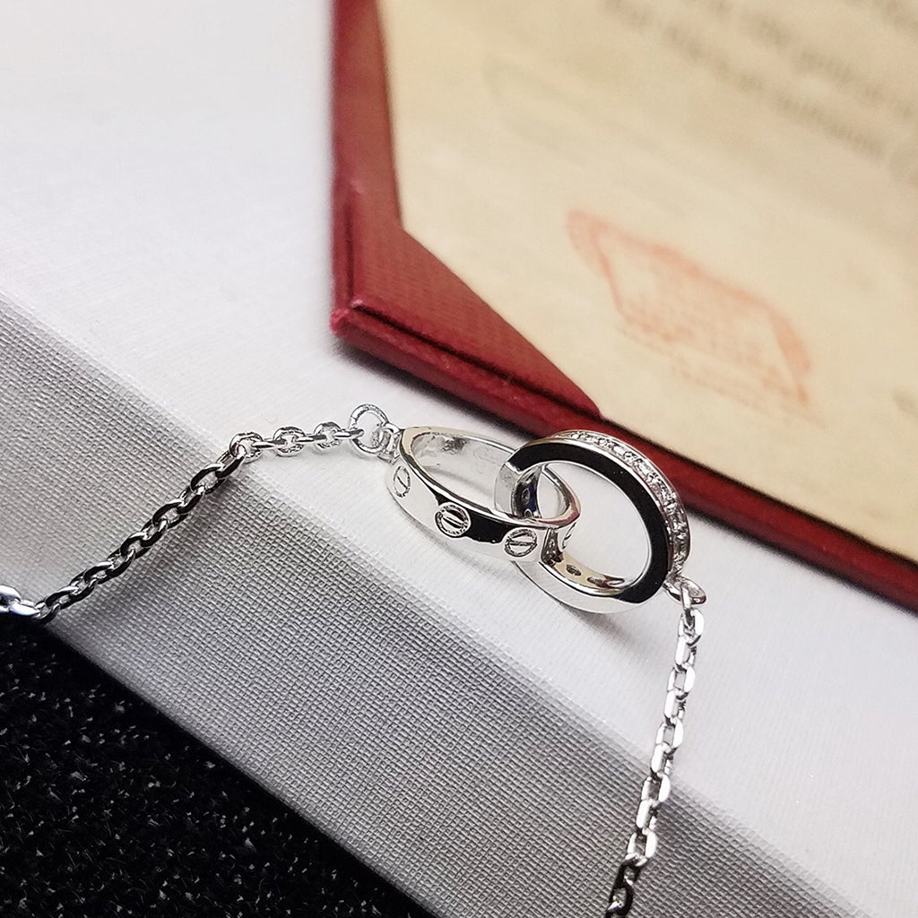 [⭐Hevara Jewelry]LOVE DOUBLE RING HALF DIAMOND BRACELET