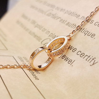 [⭐Hevara Jewelry]LOVE DOUBLE RING HALF DIAMOND BRACELET