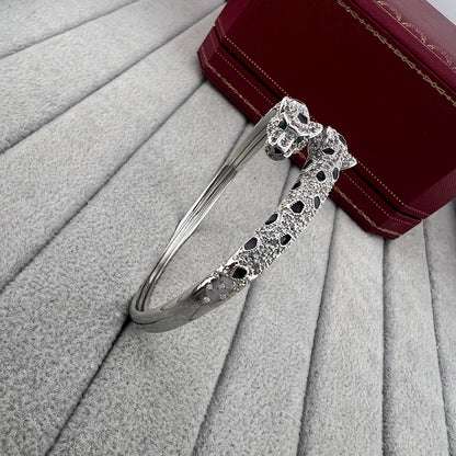 [⭐Hevara Jewelry]PANTHERE DOUBLE HEADED HALF DIAMOND OPEN BRACELET