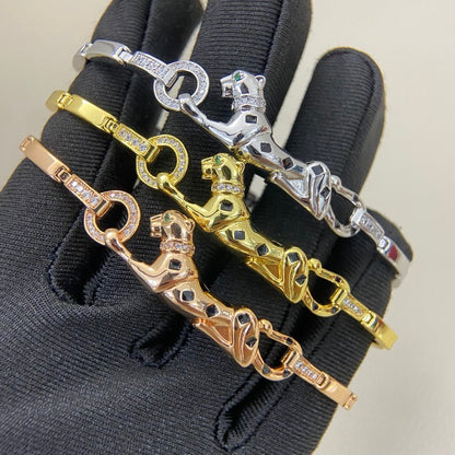 [⭐Hevara Jewelry]PANTHERE HALF DIAMOND ON CHAIN BRACELET