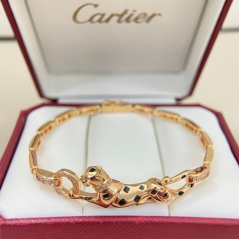 [⭐Hevara Jewelry]PANTHERE HALF DIAMOND ON CHAIN BRACELET