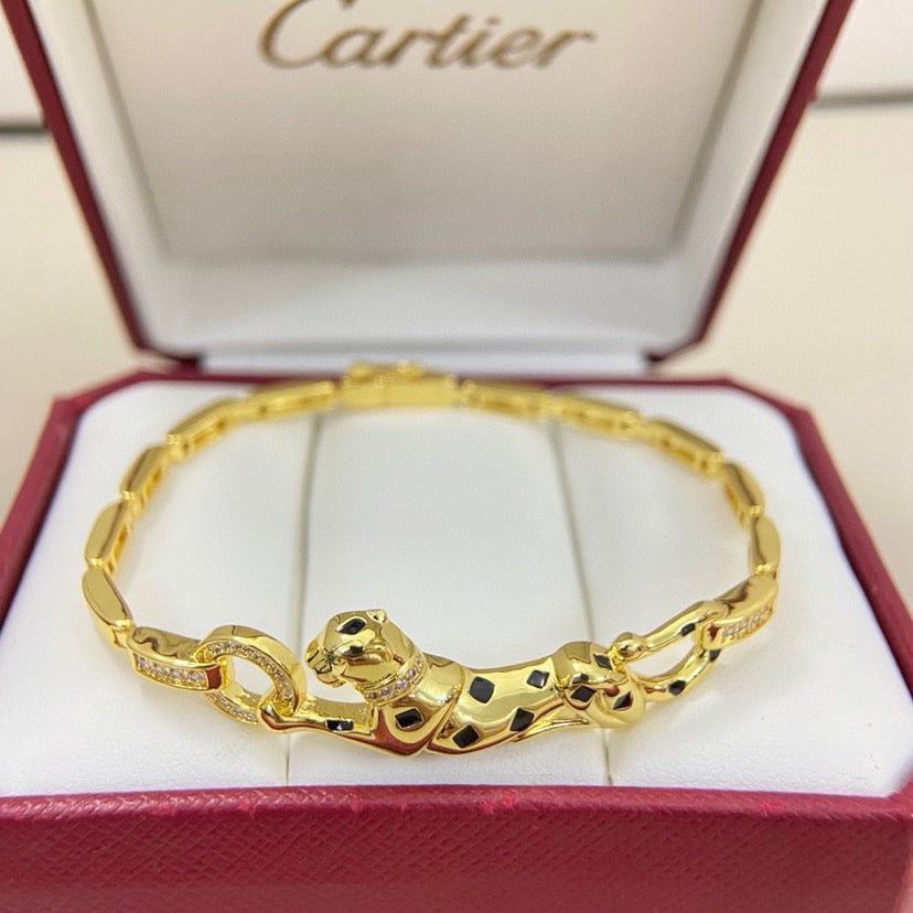 [⭐Hevara Jewelry]PANTHERE HALF DIAMOND ON CHAIN BRACELET