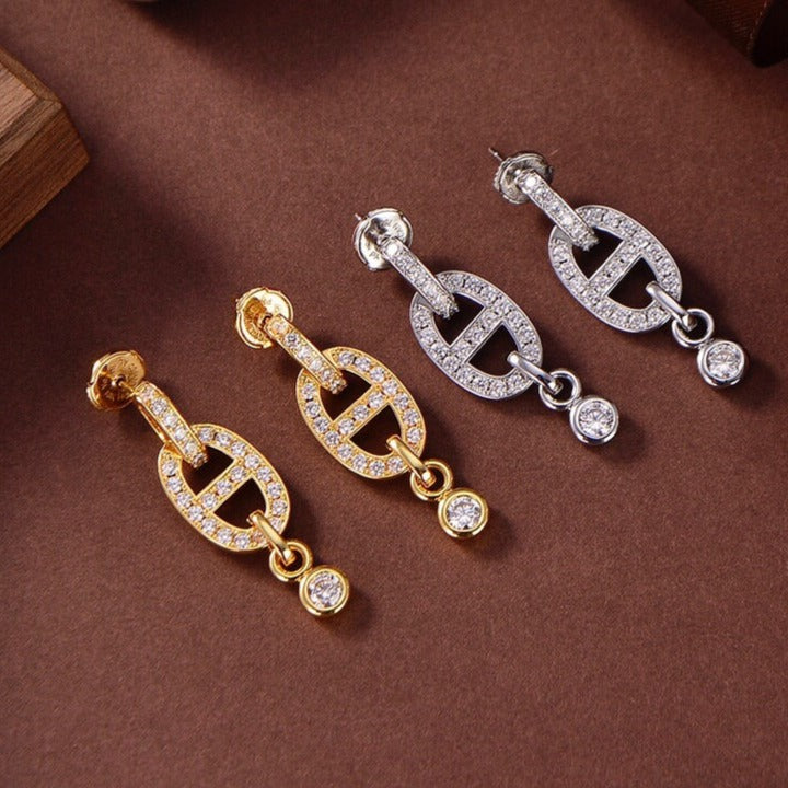 [⭐Hevara Jewelry]HM CHAINE DIAMOND EARRINGS