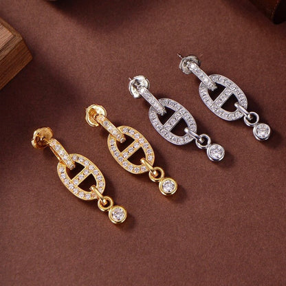 [⭐Hevara Jewelry]HM CHAINE DIAMOND EARRINGS