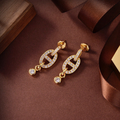 [⭐Hevara Jewelry]HM CHAINE DIAMOND EARRINGS