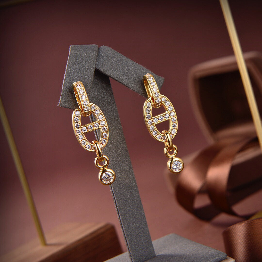 [⭐Hevara Jewelry]HM CHAINE DIAMOND EARRINGS